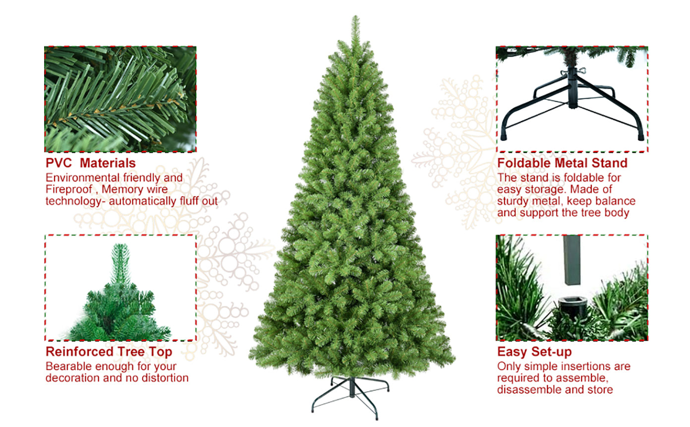7ft Hinged Christmas Tree With Memory Wire 1064 Tips