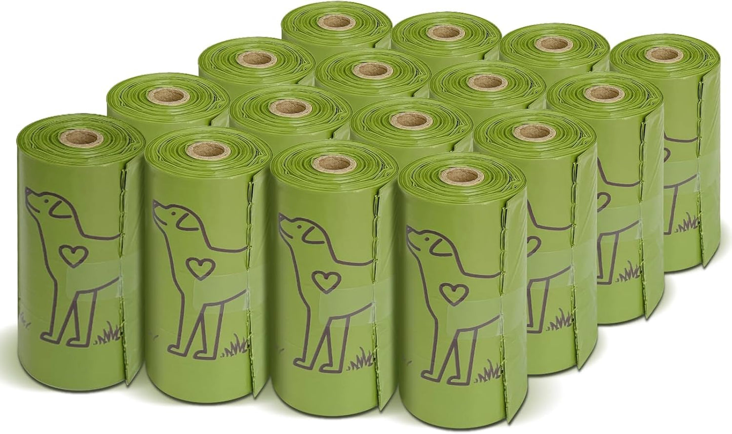 Dog Poop Bag Set With Dispenser And Leash Clip Thick Bags