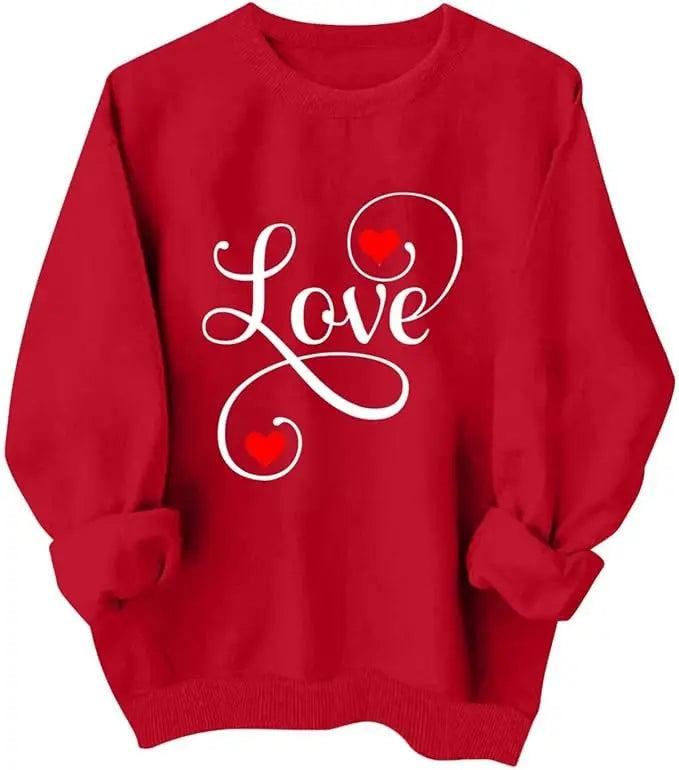 Valentines Shirt For Women Heart Print Graphic Long Sleeve