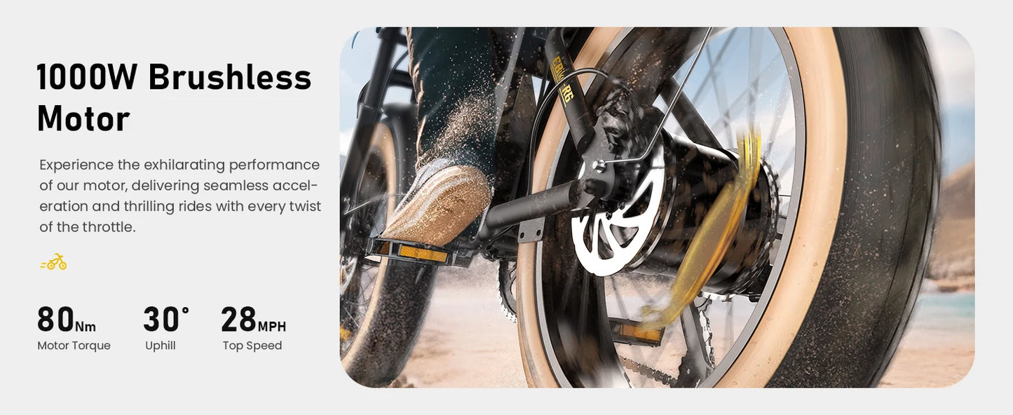 Isinwheel R6 900W Fat Tire Electric Mountain Bike 20 Inch