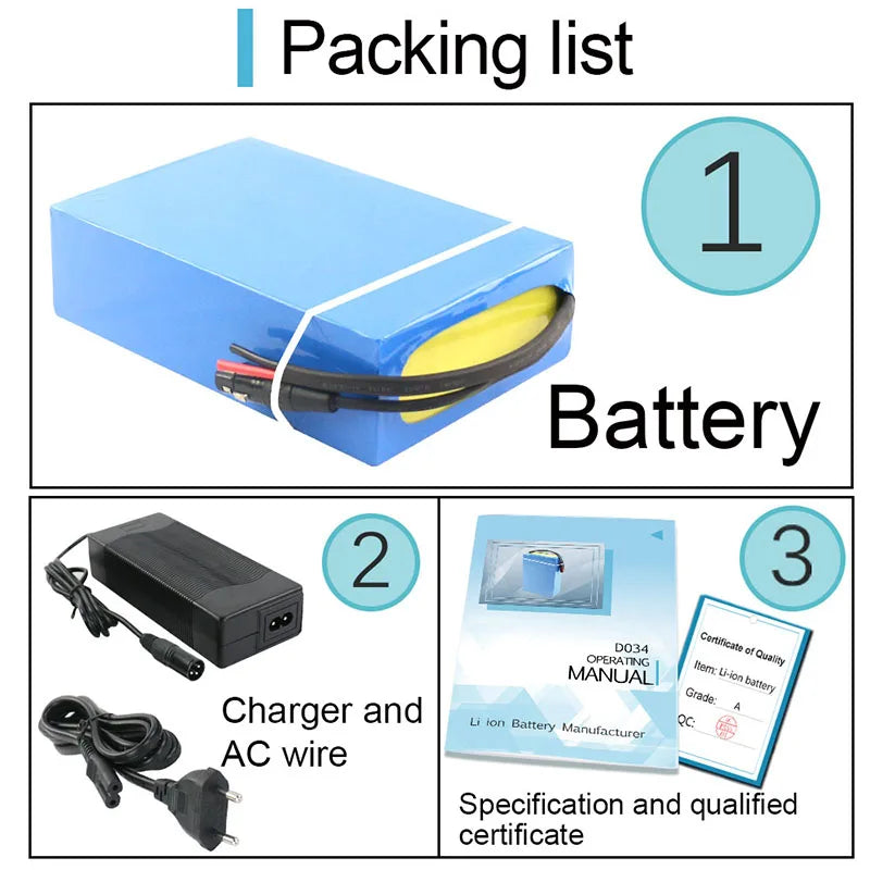 EScooter Ebike Battery Pack 36V 48V 52V 60V 72V Waterproof