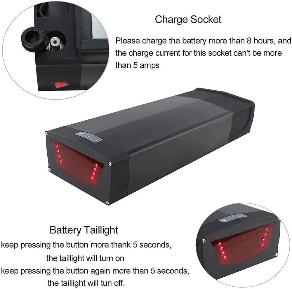 Rear Rack Ebike Battery 52V 48V 27Ah 20Ah Optional