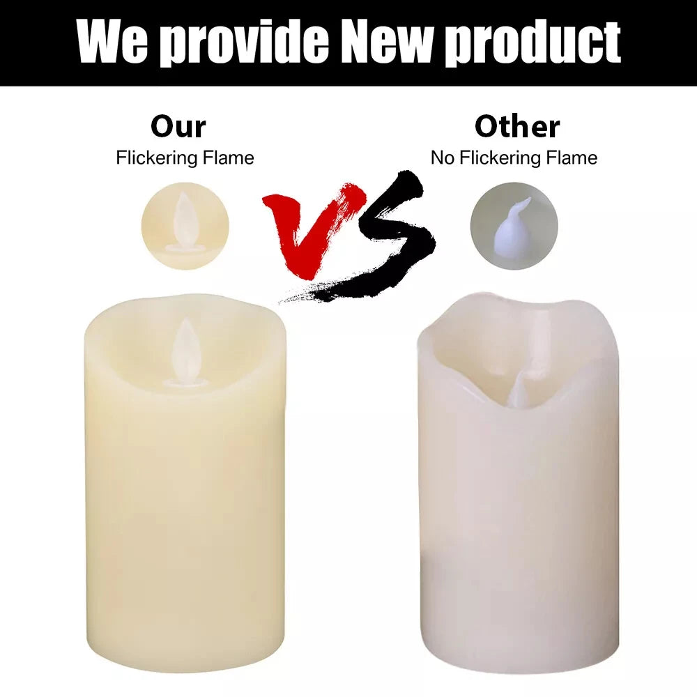 USB Rechargeable Flickering Paraffin Pillar Candle With Remote