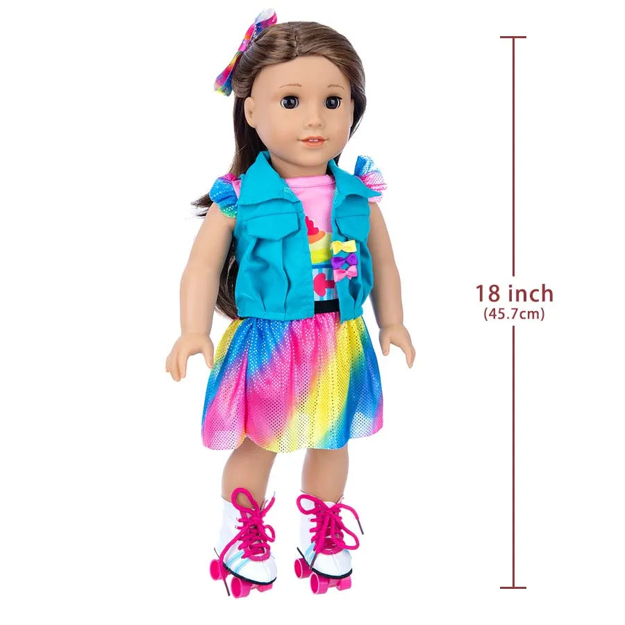 Vest Jacket And Short Skirt Doll Outfit For 18 Inch Dolls