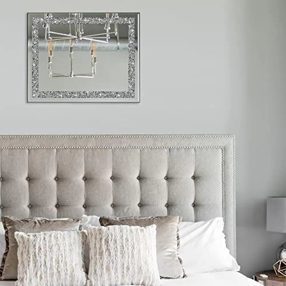 Crystal Crush Diamond Mirror 16x20 Luxury Wall Mirror for Home Décor Accent in Bathroom Bedroom and Entryway