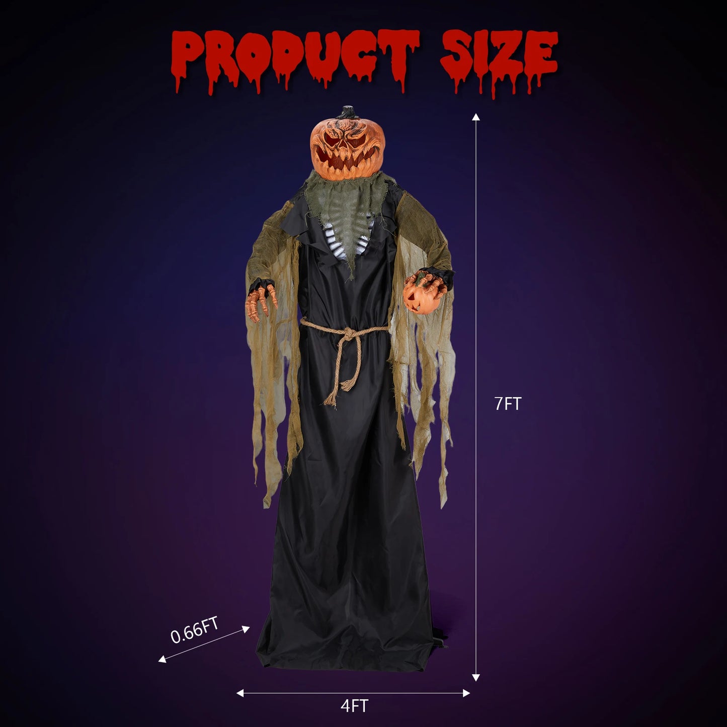 7 Foot Pumpkin Halloween Standing Outdoor Decoration