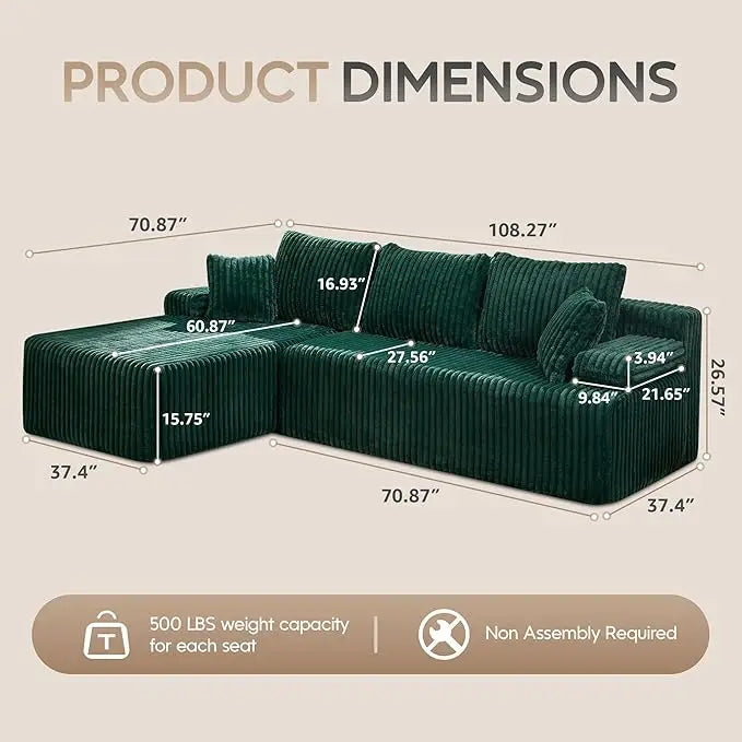 Modular Sectional Sofa L Shaped Memory Foam Living Room
