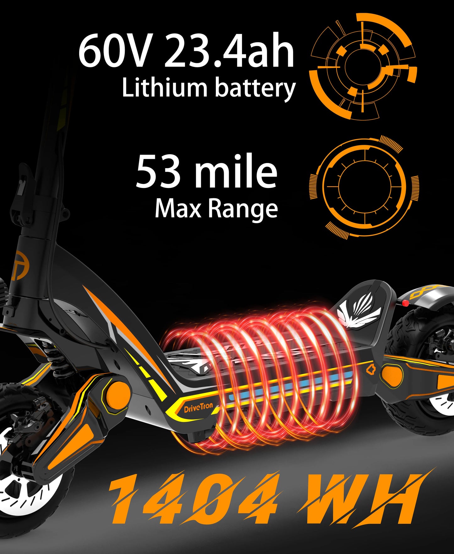 Dual Motor 60V Scooter 11 Inch Off Road Hydraulic Brakes