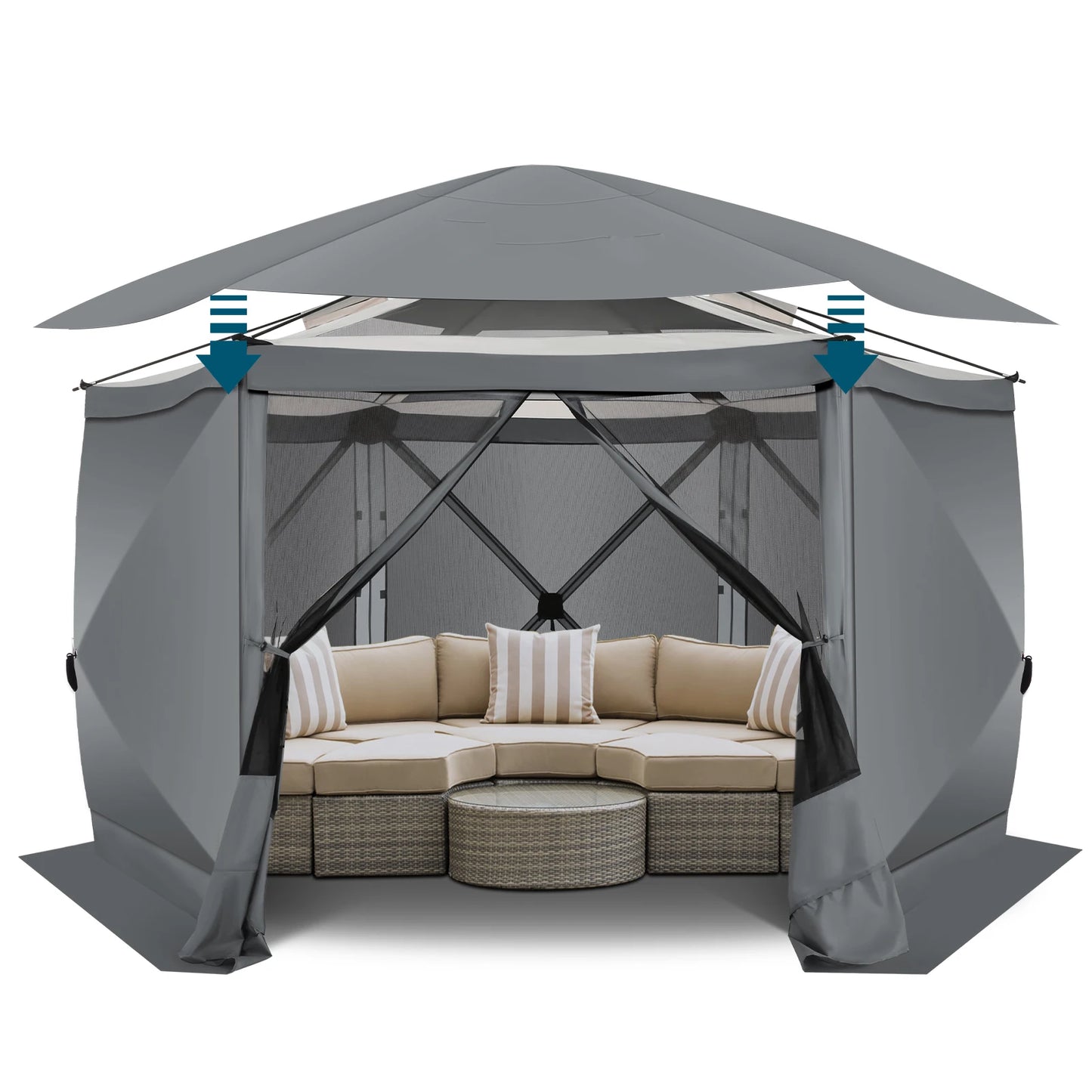 COBIZI Pop Up Gazebo Screen Tent 12x12 Camping Gazebo With Removable Roof Outdoor Screened Gazebo 5 Sidewalls 1800mm 300D Oxford