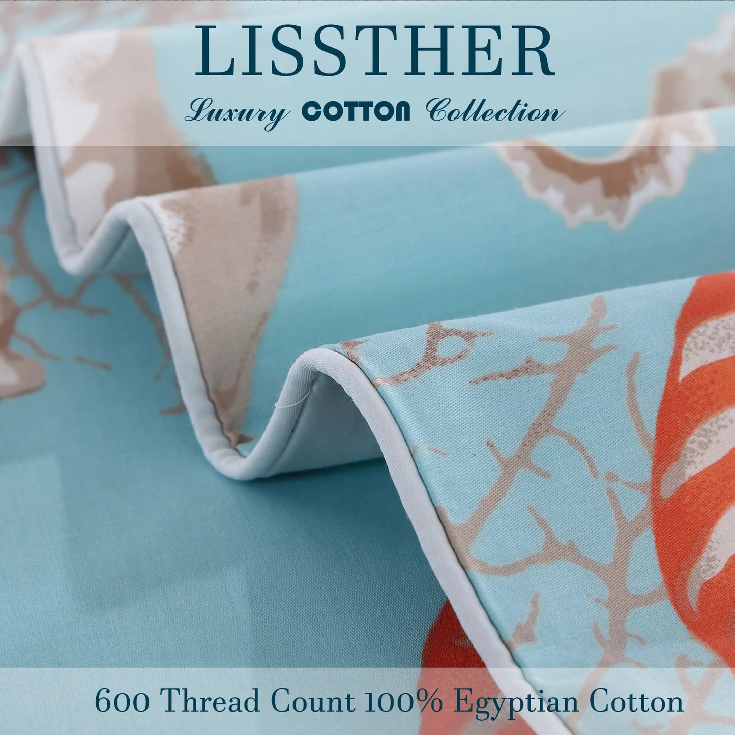 3Pc 600TC Egyptian Cotton Duvet Cover Underwater Theme