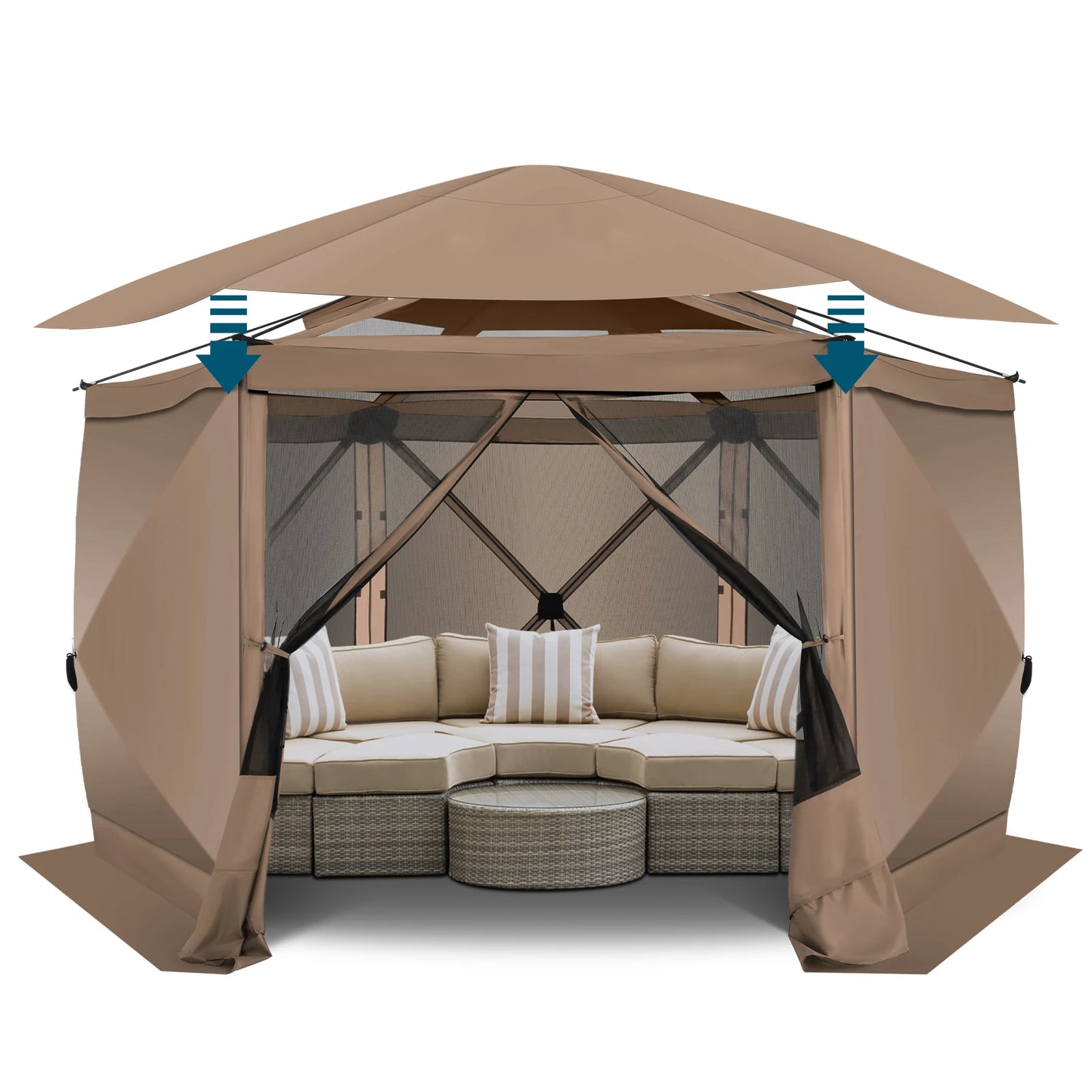 COBIZI Pop Up Gazebo Screen Tent 12x12 Camping Gazebo With Removable Roof Outdoor Screened Gazebo 5 Sidewalls 1800mm 300D Oxford