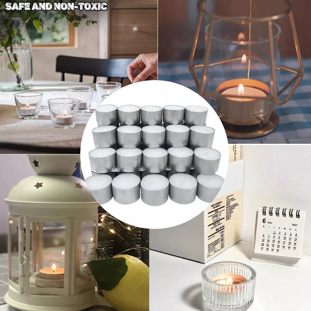 200 Pack Dripless White Unscented Tea Light Candles 4 Hr
