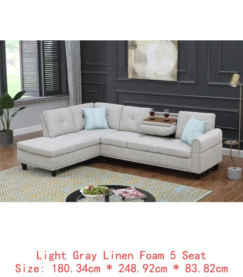 2 Piece Faux Leather Sectional Sofa Modern Morocco Living Room Set