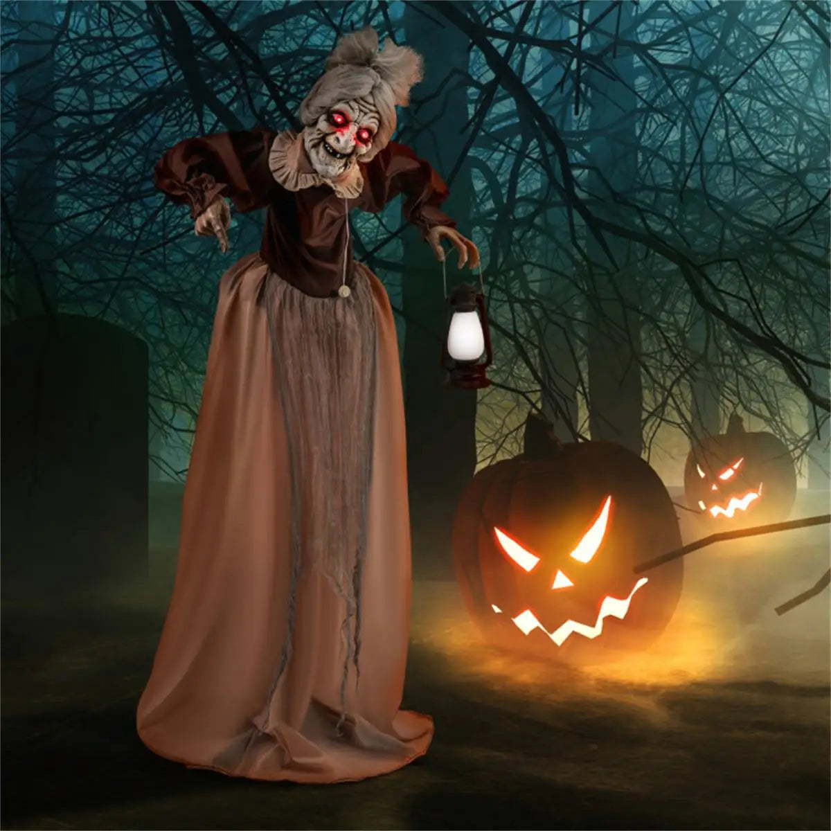 Talking Old Lady Halloween Decoration Animated Prop for Haunted House Decor