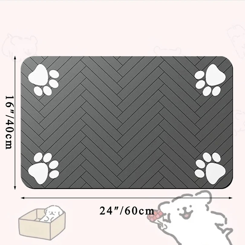 Pet Feeding / Placemat for Food and Water Bowl, with Waterproof Rubber Backing, Quick Dry Water Mat for Dog Cat
