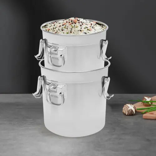 21L 33L Airtight Rice Bucket Canister Food Storage Container 304 Stainless Steel