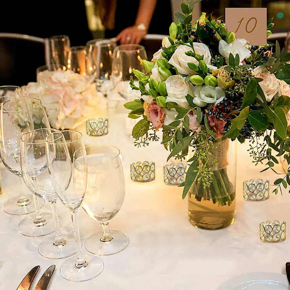 24Pcs Crystal Gold Tealight Votive Holders For Weddings