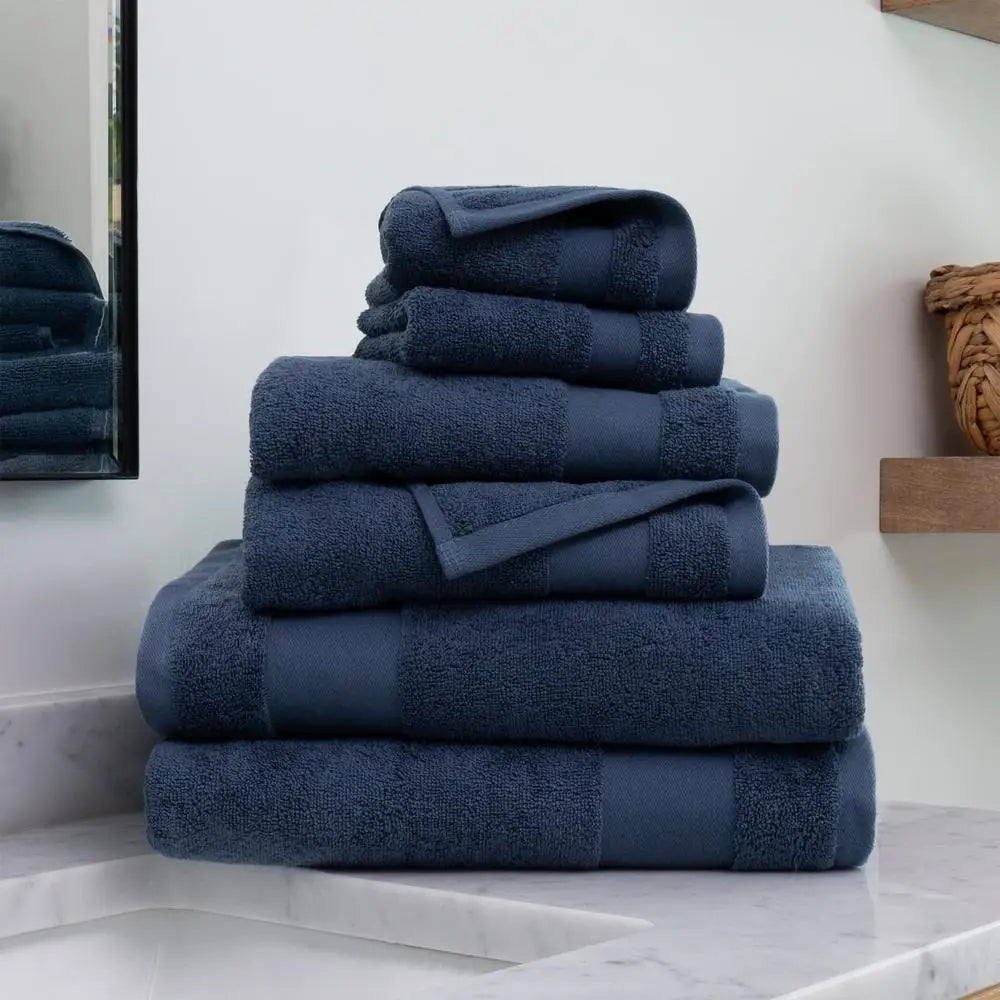 6 Piece Cotton Bath Towel Set Luxury Soft Fade Resistant