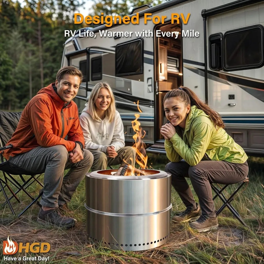 20 Inch Smokeless Fire Pit Outdoor Portable Camping Stove