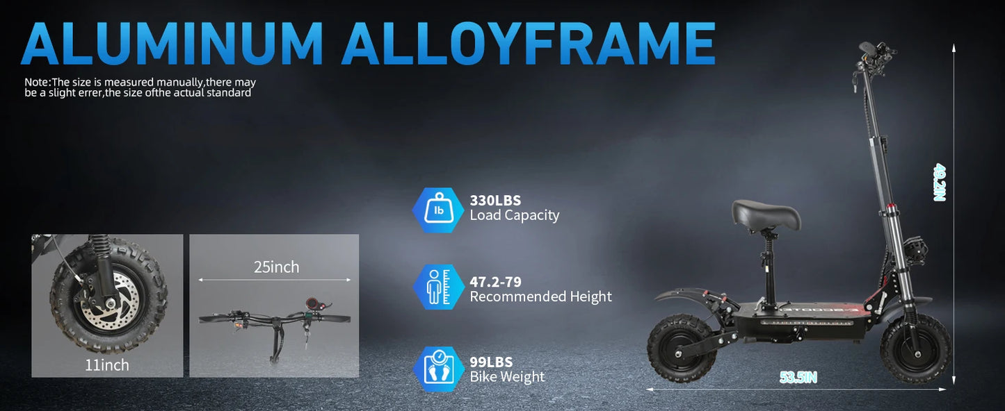 6000W High Power Off Road Foldable Scooter 60V 38Ah