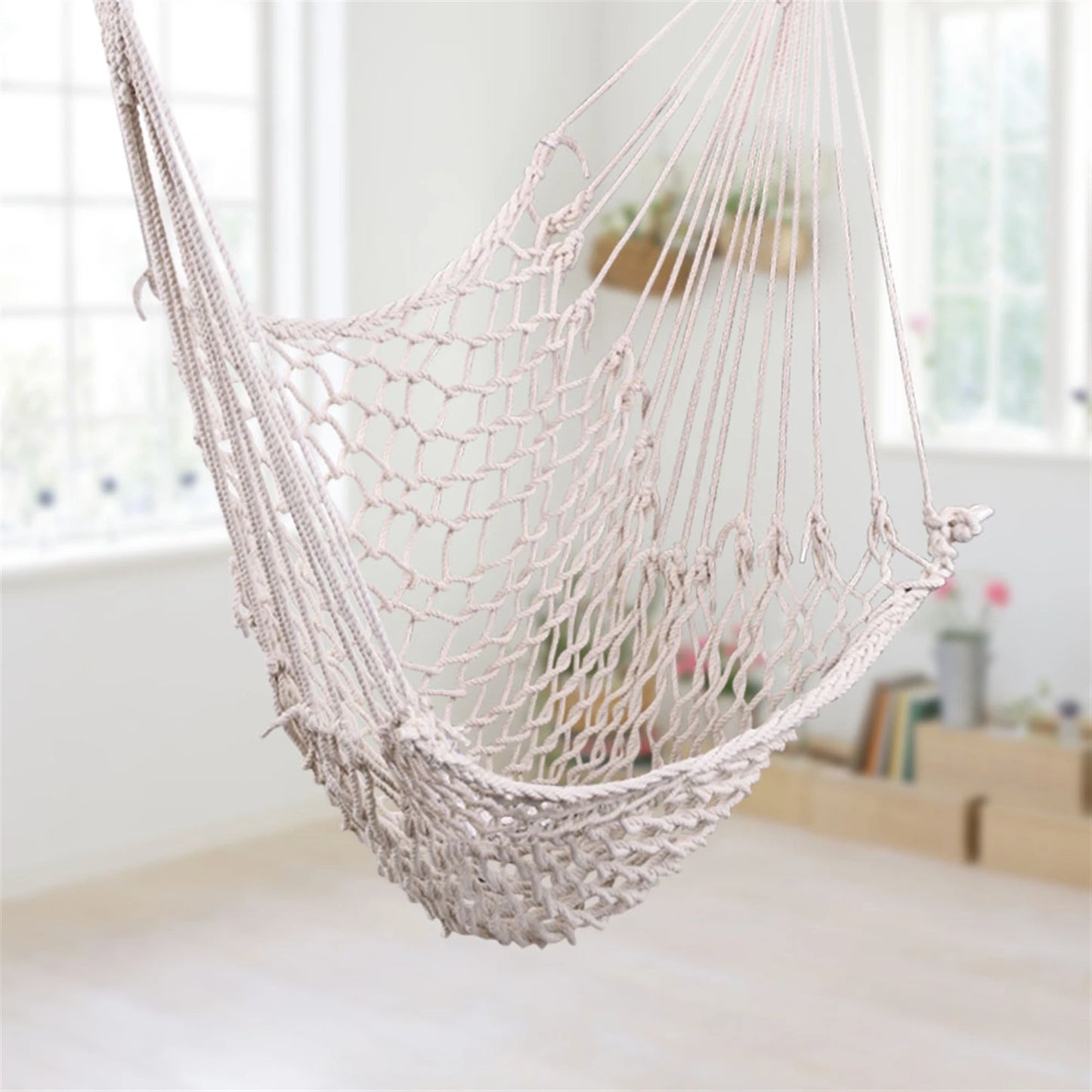Nordic White Hanging Hammock Chair Indoor Outdoor Garden Dormitory Single Safety Swing for Adults and Kids