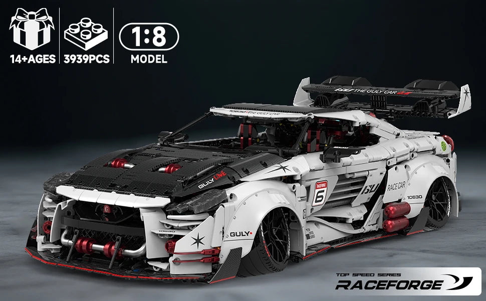 2025 1 To 8 Scale Technical Racing Car Building Kit 3939 Pieces For Adults