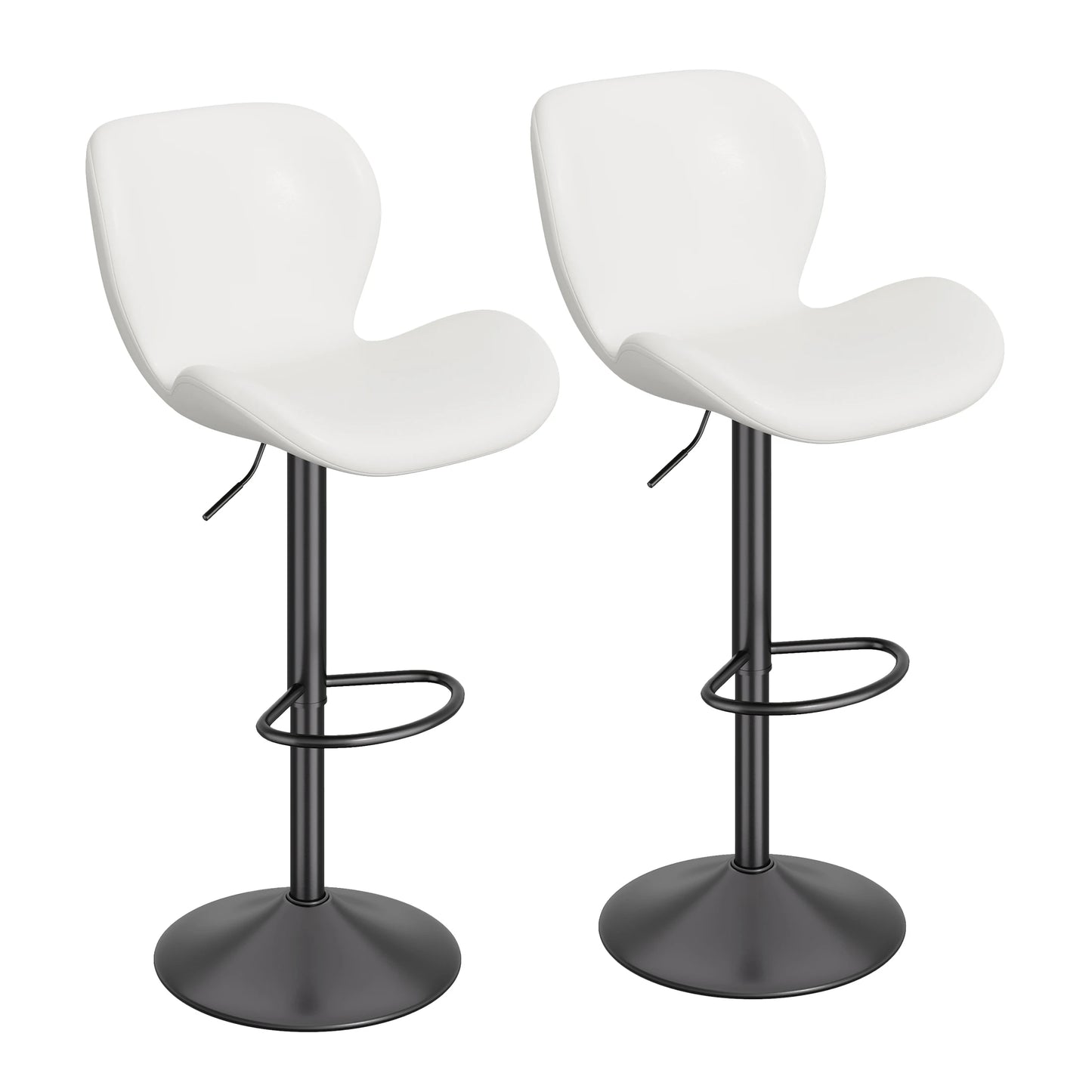 2 Pcs Swivel Bar Stools PU Leather Upholstered With Back