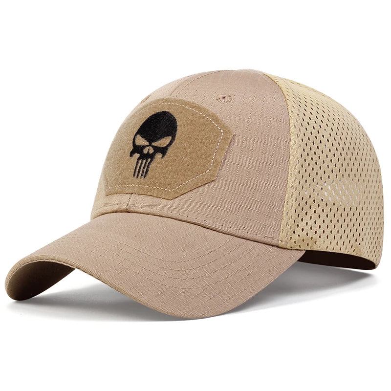 Unisex Skull Embroidery Breathable Baseball Cap Adjustable Sun Protection Hat**