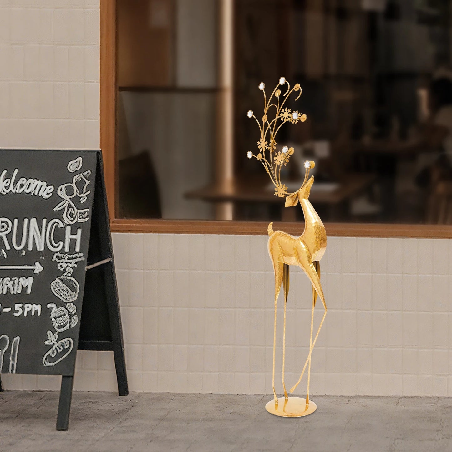 Gold Reindeer Christmas Indoor Large Statue Decor Display
