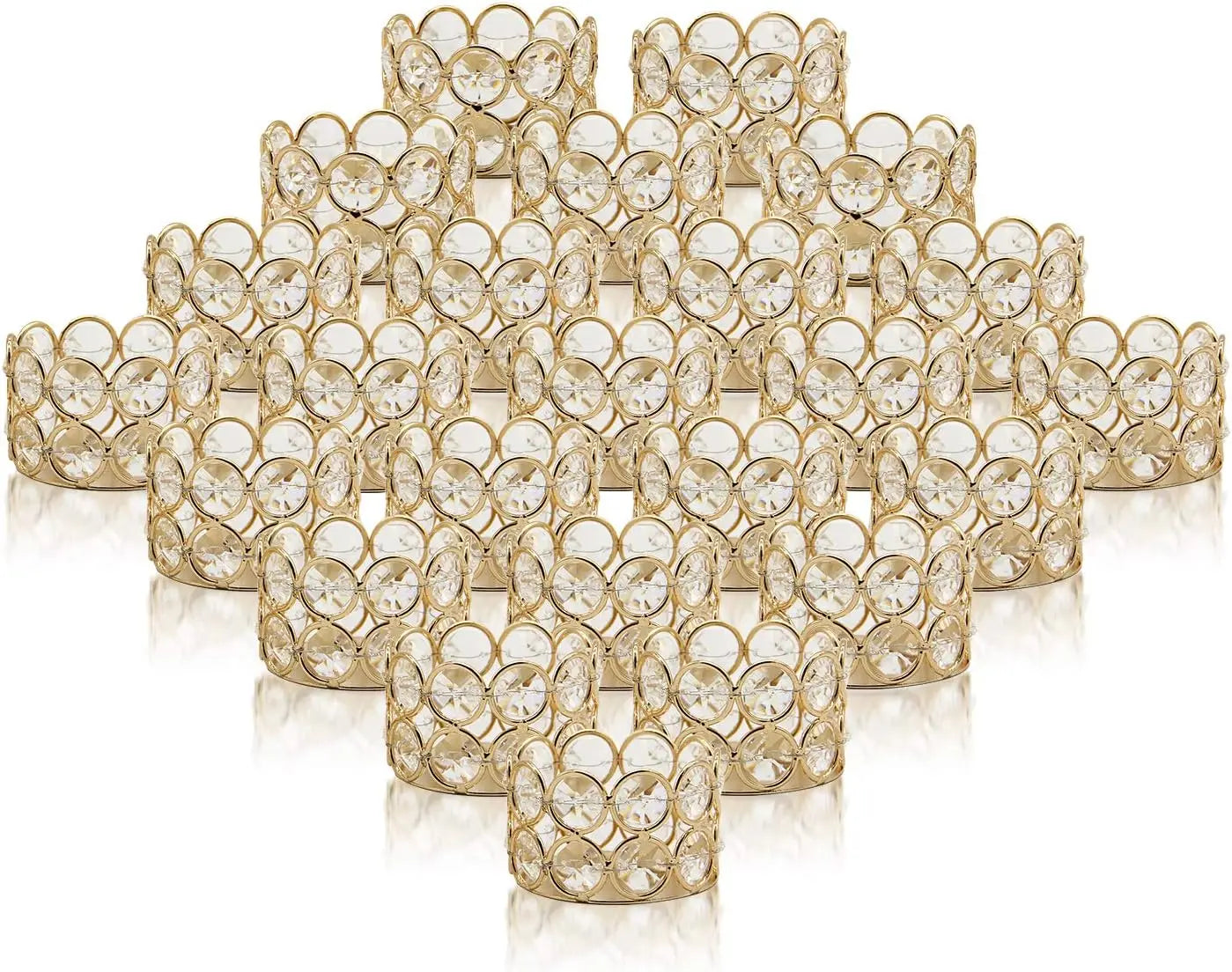 24Pcs Crystal Gold Tealight Votive Holders For Weddings