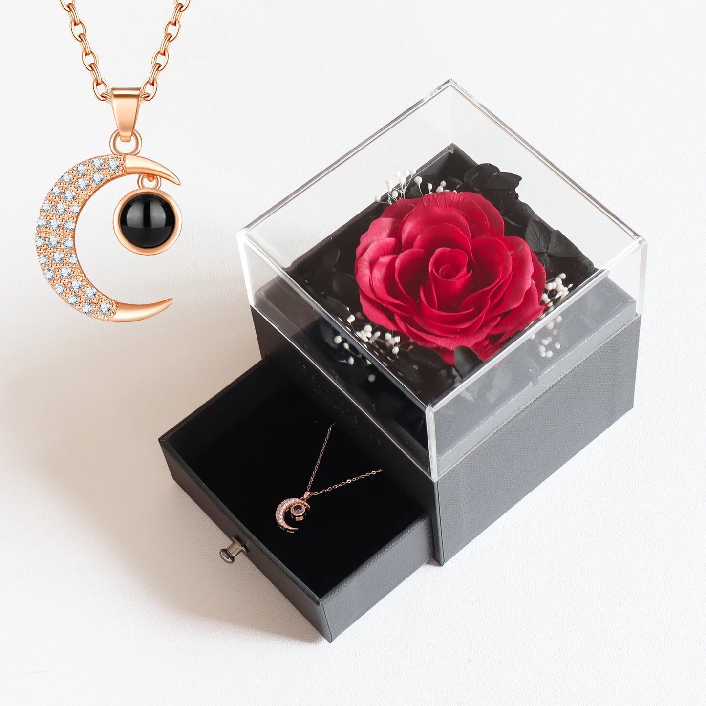 Eternal Soap Rose Jewelry Box With Necklace Set Gift Box