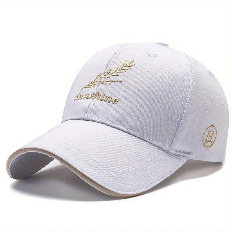 Wheat Embroidered Baseball Cap Unisex Spring Sun Protection Polyester Cotton