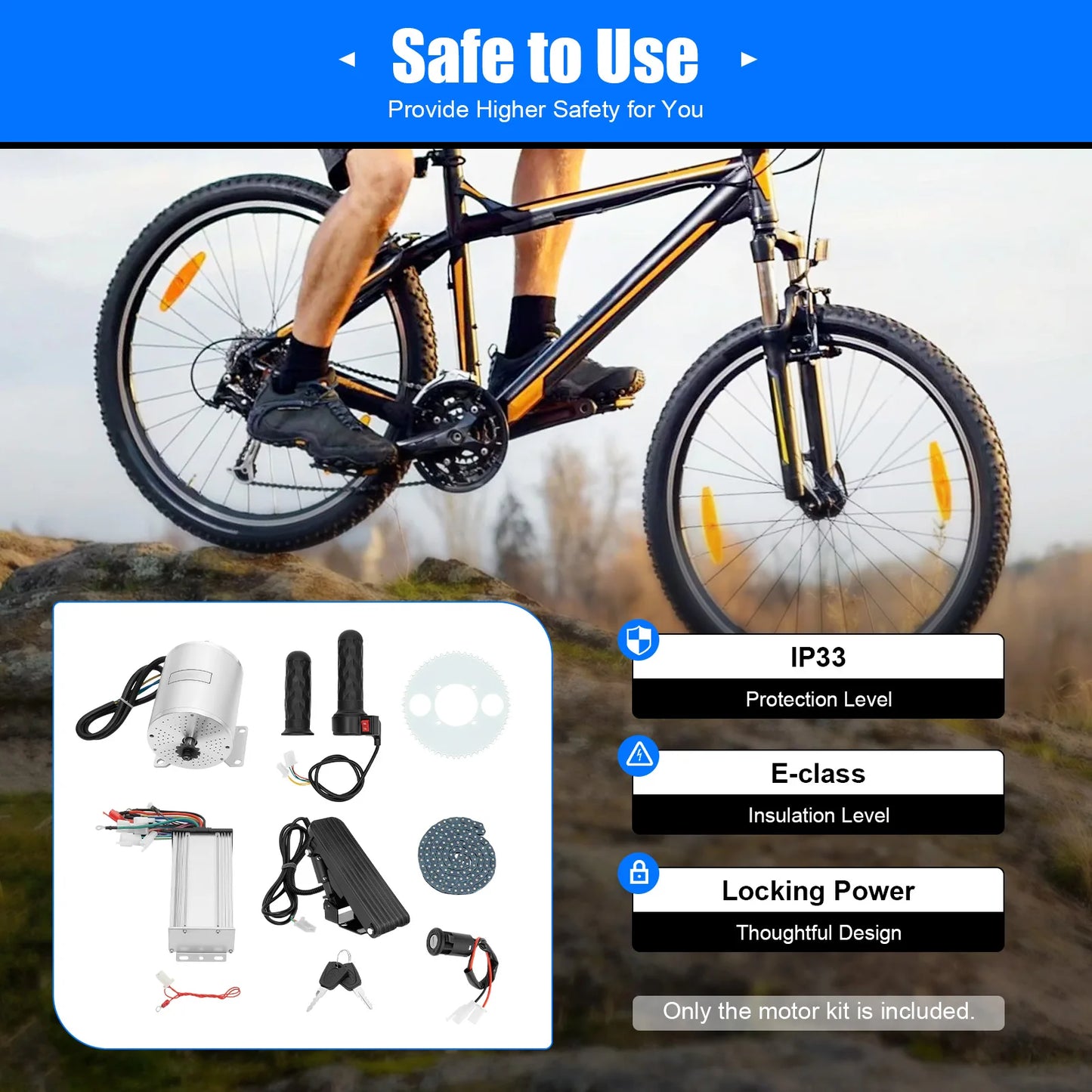 3KW Brushless Motor Kit for 48-72V E-Bike and E-Scooter