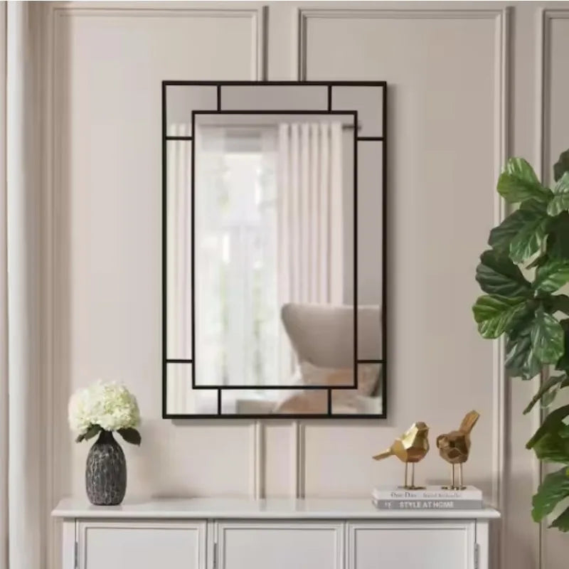 Medium Rectangle Champagne Black Gold Classic Accent Mirror