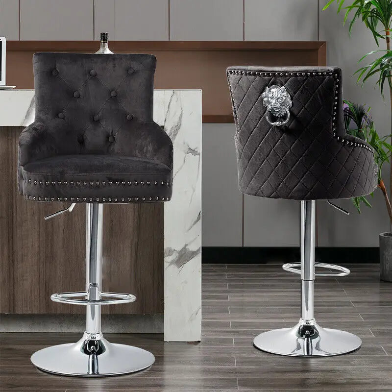 LUVODI Luxury Velvet Bar Stool With 360 Swivel Gas Lift