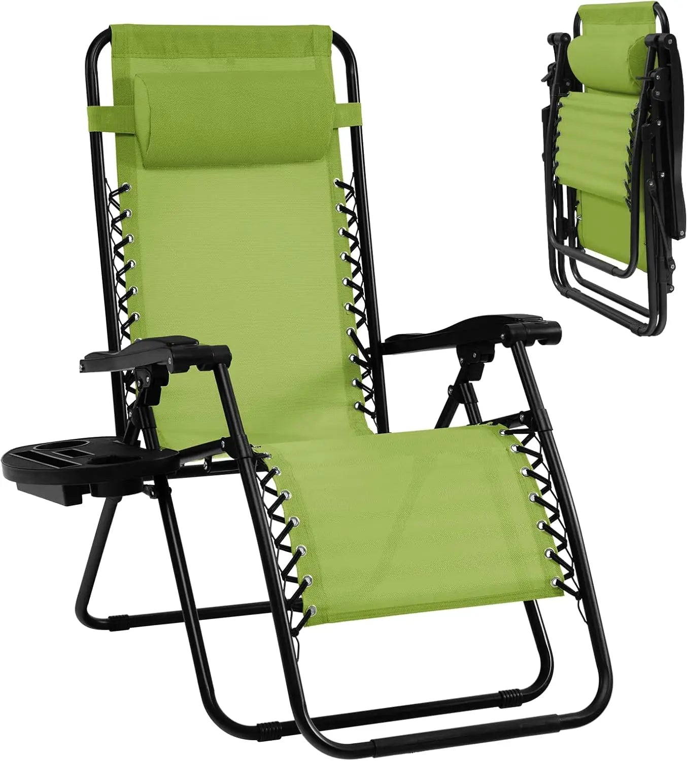 Zero Gravity Lounge Chairs 160 Degree Adjustable Folding Recliner with Pillow and Cup Holder 350 Pounds Comfy Outdoor Lounge Chairs