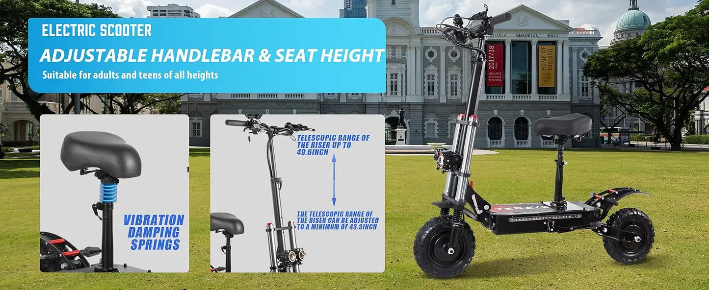 6000W High Power Off Road Foldable Scooter 60V 38Ah