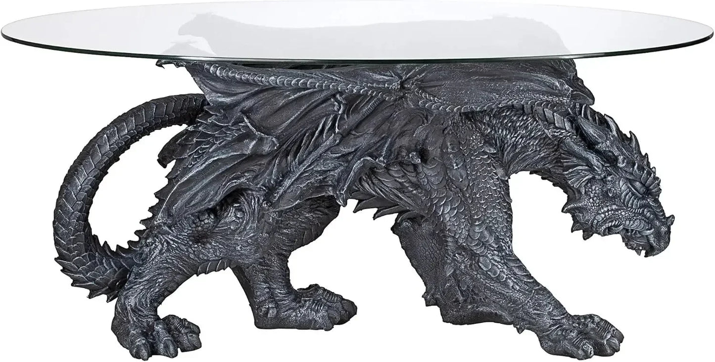 Warwickshire Dragon Gothic Glass Coffee Table 39 Inch