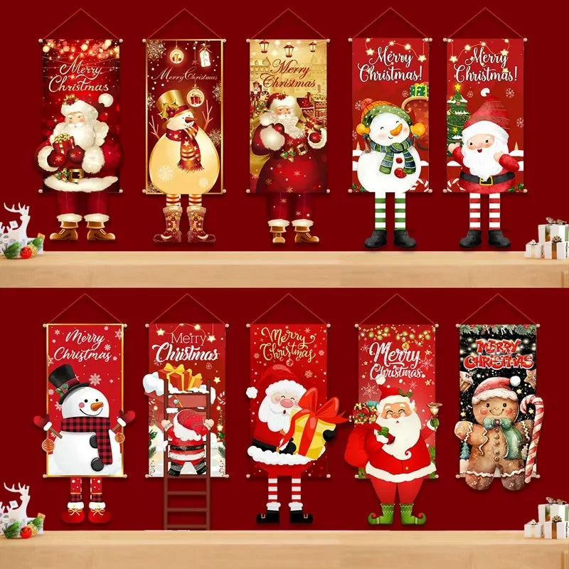2025 Christmas Hanging Flag Banner For Door Decorations
