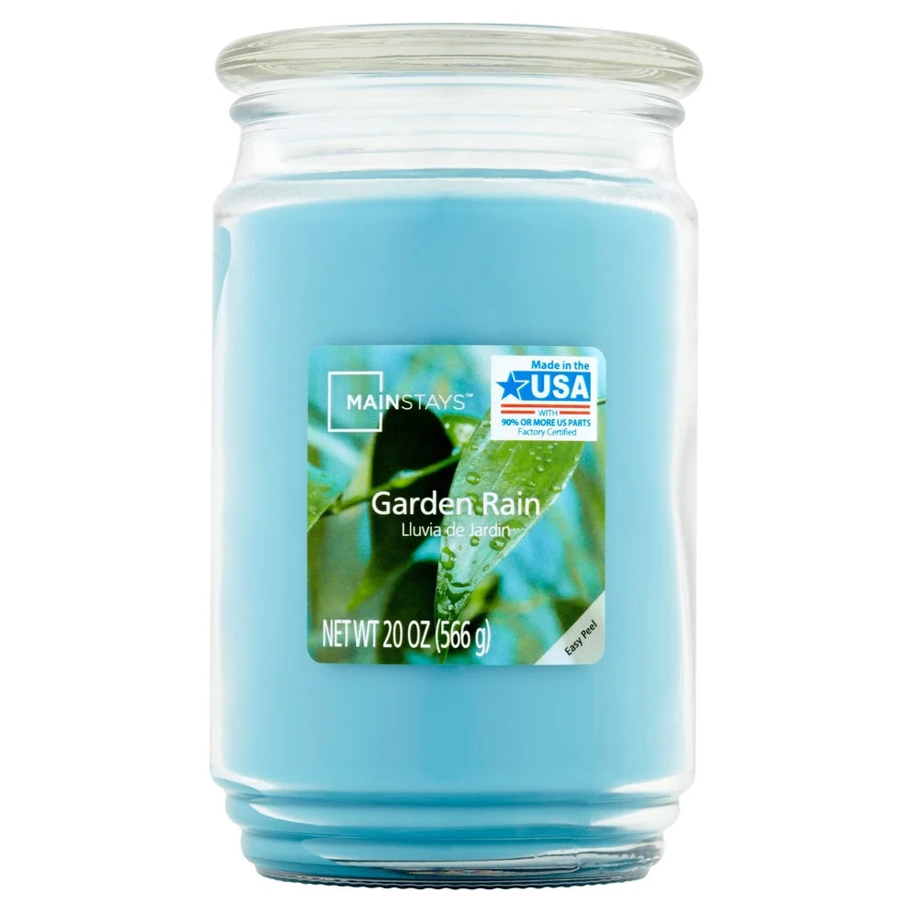 Large Garden Rain Scented Single Wick Candle 20oz Glass Jar