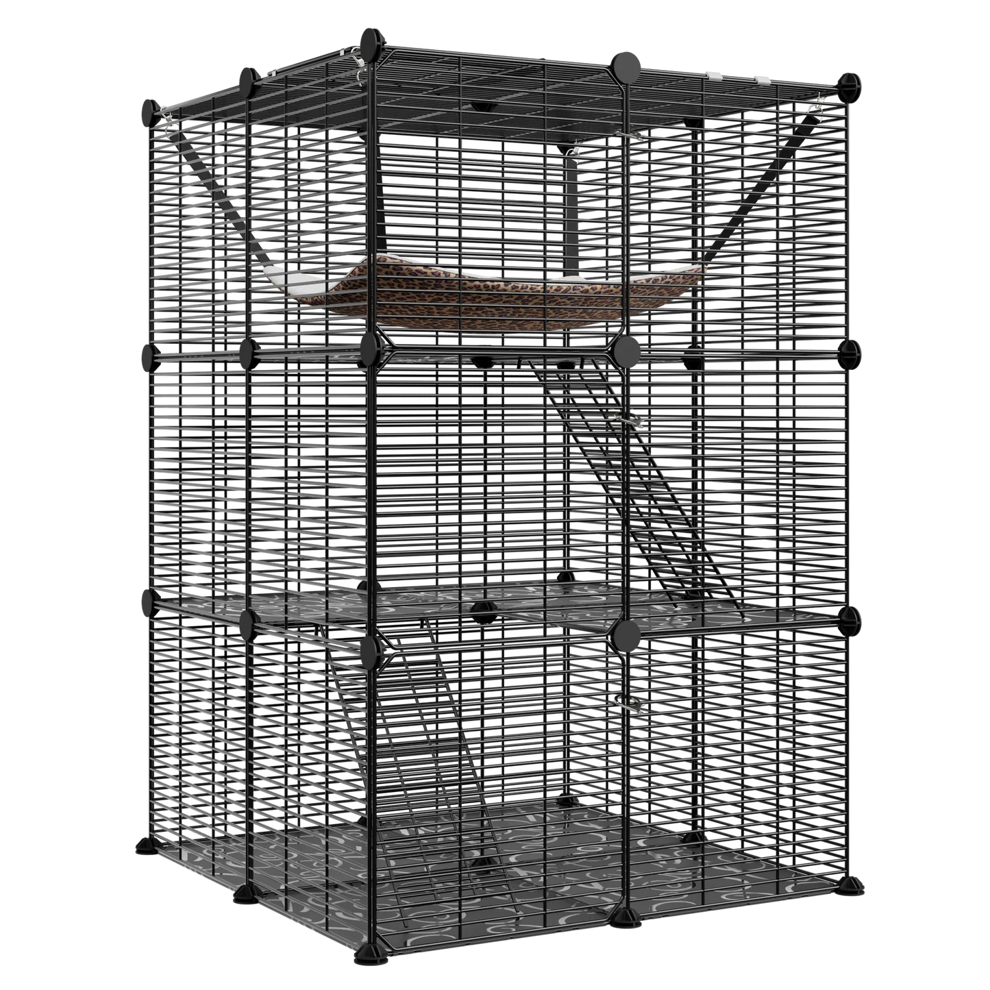 3 Tier Metal Wire Cat Cage With Hammock For 1 To 2 Cats