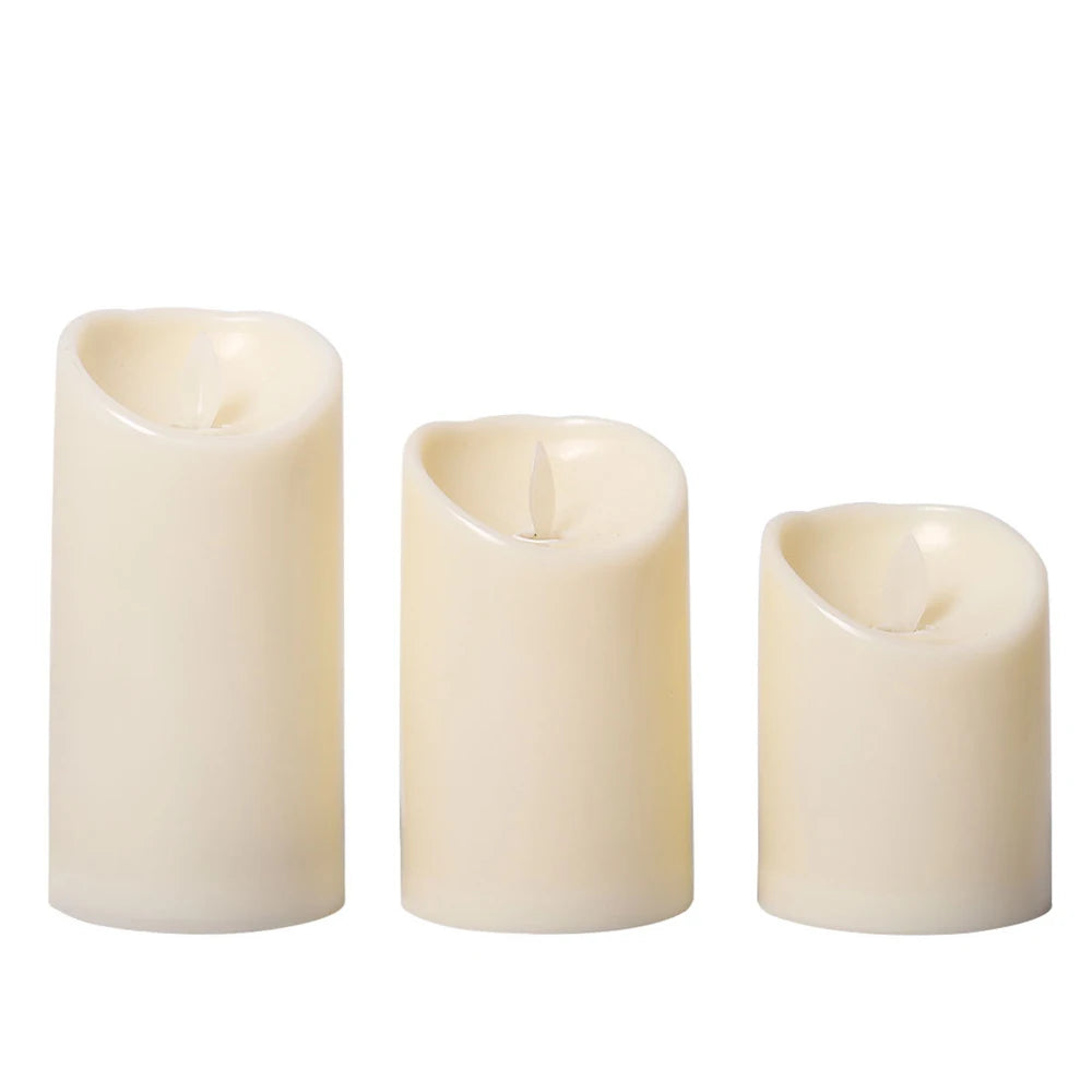 USB Rechargeable Flickering Paraffin Pillar Candle With Remote