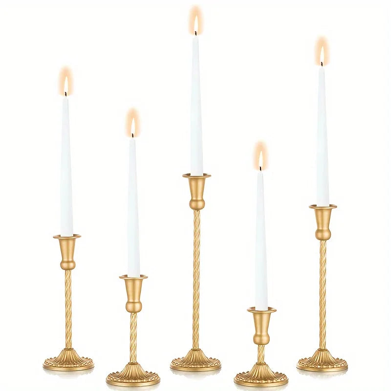 Gold Candlestick Holders Set of 5 for Wedding Centerpieces