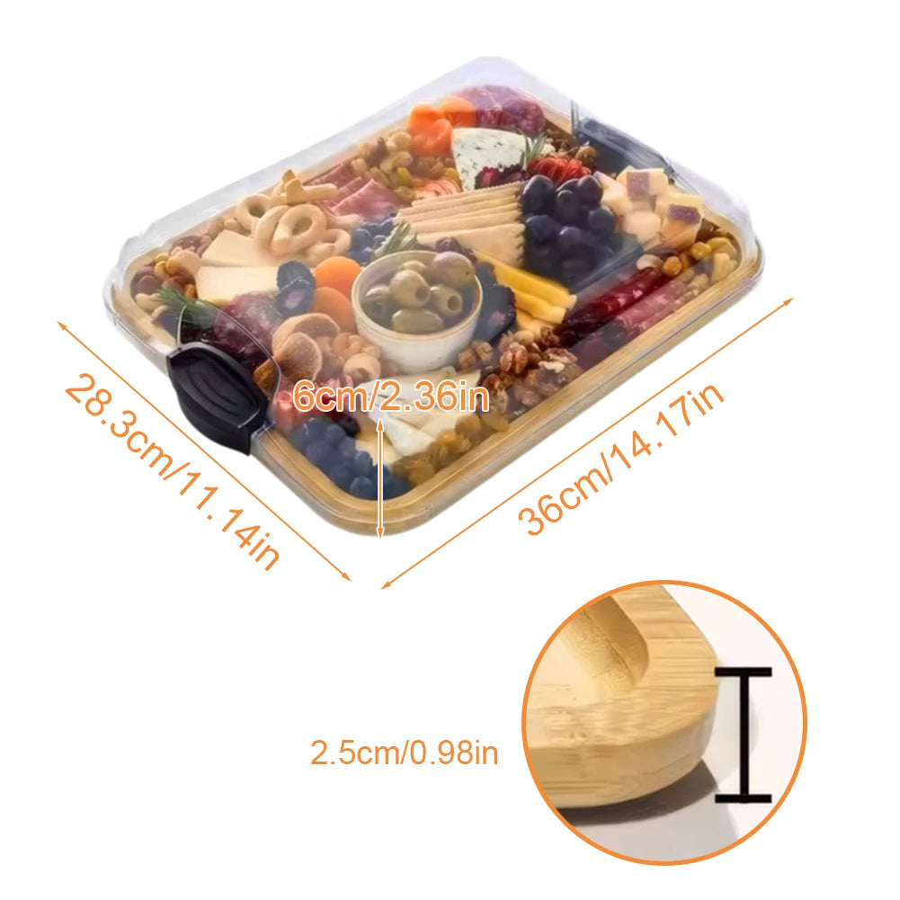 Reusable Bamboo Cheese Board With Lid Charcuterie Tray
