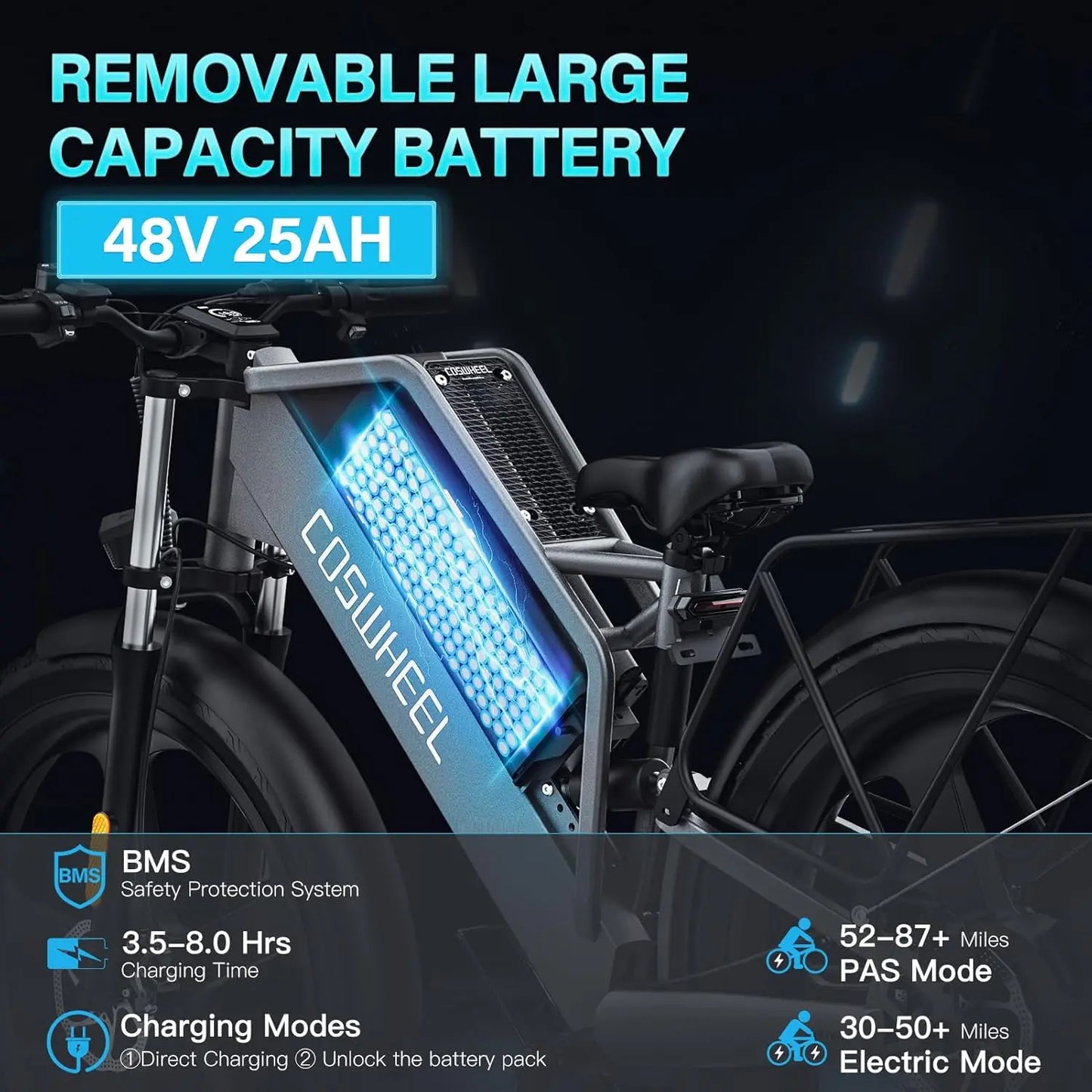 Coswheel T26 Electric Bike 26 Inch Fat Tire Ebike 1500W