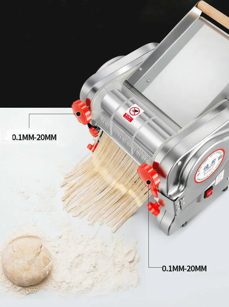 550W Electric Pasta Maker Noodle Machine Dumpling Skin Roller Stainless Steel Dual Knife Noodle Maker for Commercial Use