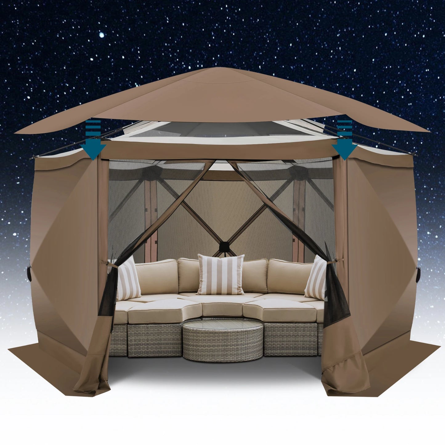 COBIZI Pop Up Gazebo Screen Tent 12x12 Camping Gazebo With Removable Roof Outdoor Screened Gazebo 5 Sidewalls 1800mm 300D Oxford