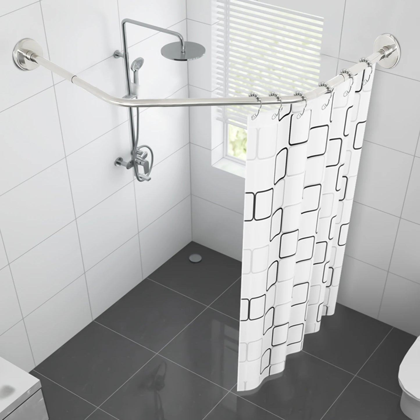 Wall Mounted Shower Curtain Rod 45 To 75CM Waterproof