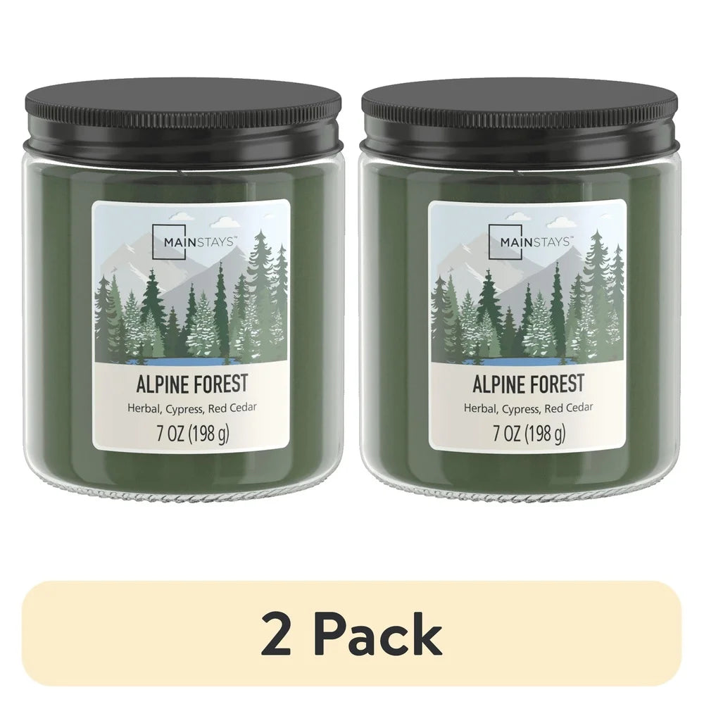 Alpine Forest Scented Candle Glass Jar 7oz Two Pack