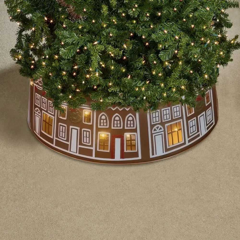 Gingerbread House Tree Collar With LED Lights Skirt
